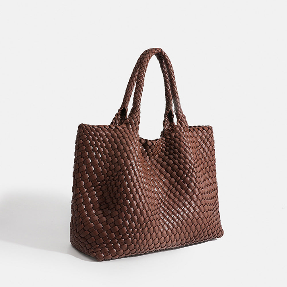 Flettet shopper-taske til kvinder med dobbelte håndtag
