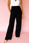 Pantalon à jambe droite avec détails plissés et taille haute élastique