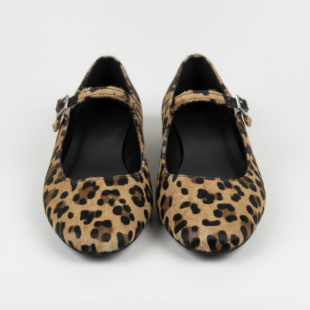 Ballerine Mary Jane pour femme avec imprimé léopard et bride