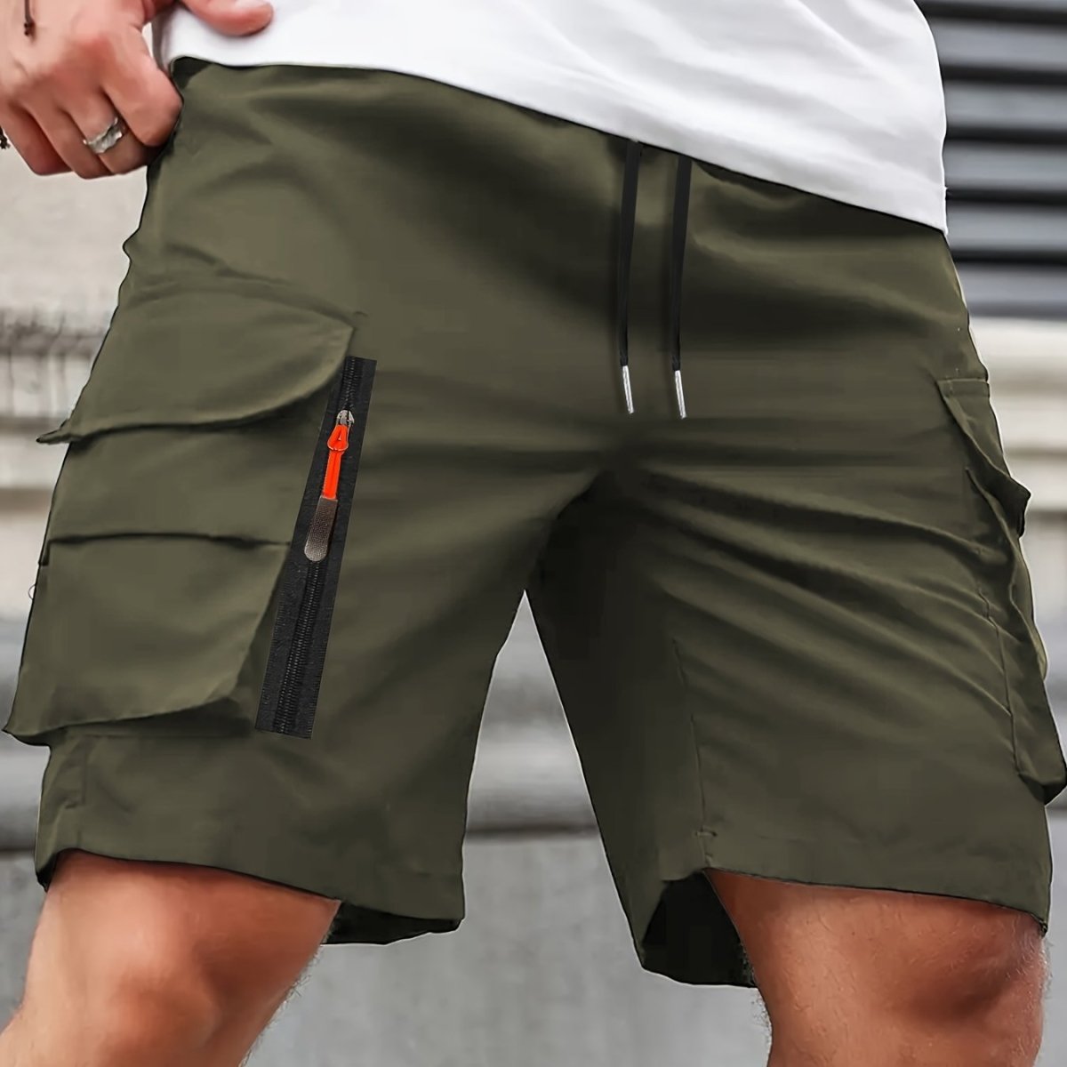 Letvægts cargo-shorts til mænd med lynlåslommer