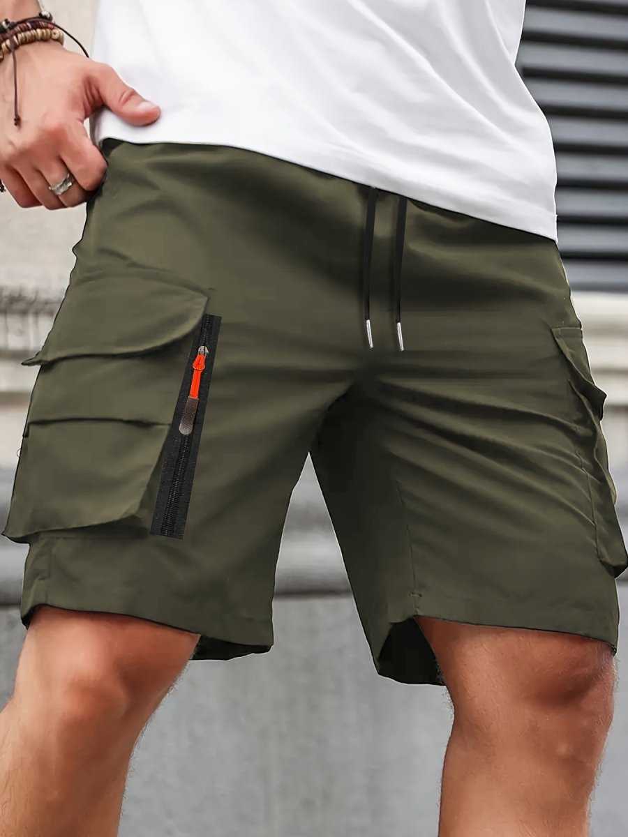 Letvægts cargo-shorts til mænd med lynlåslommer