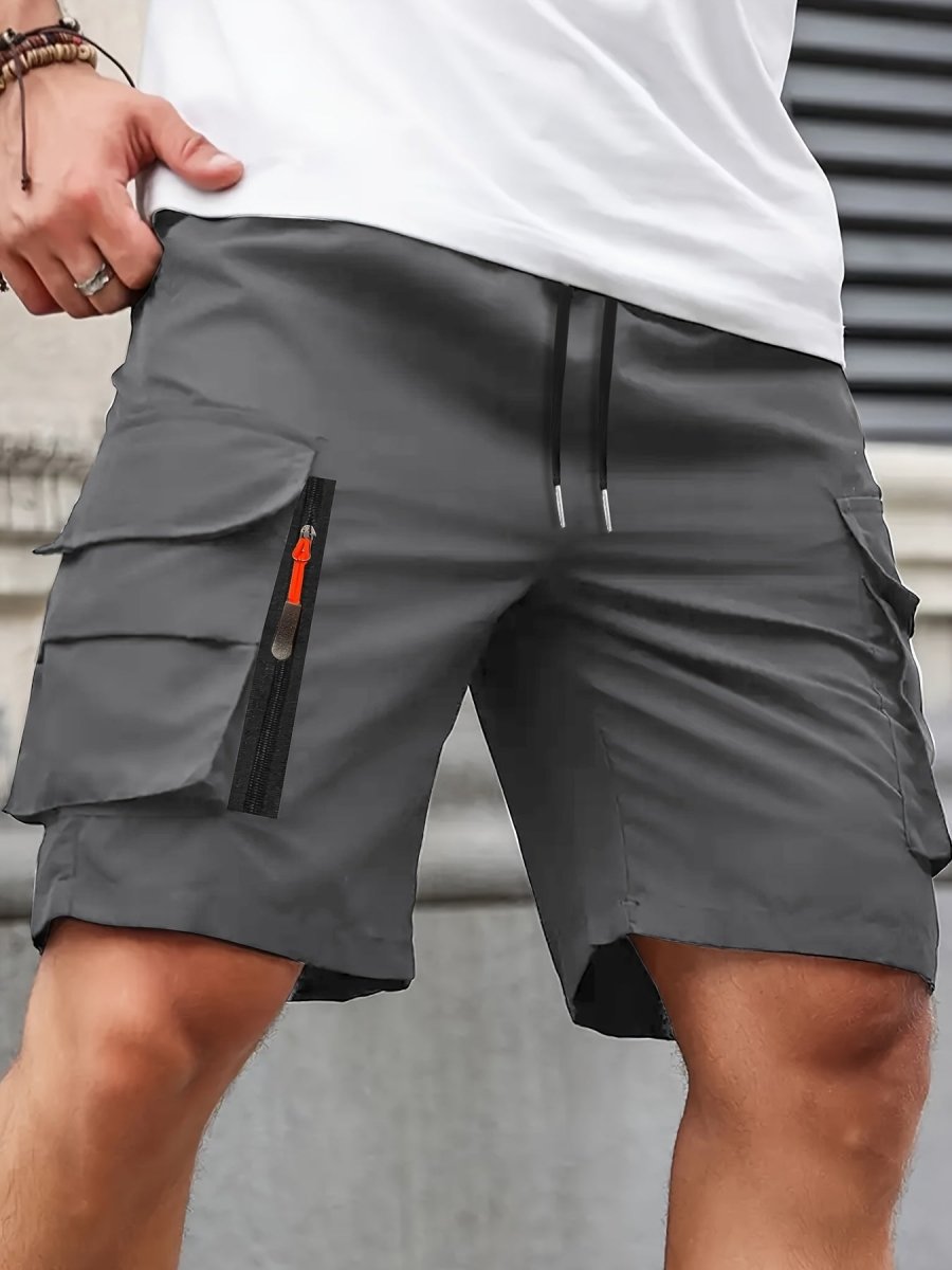 Letvægts cargo-shorts til mænd med lynlåslommer