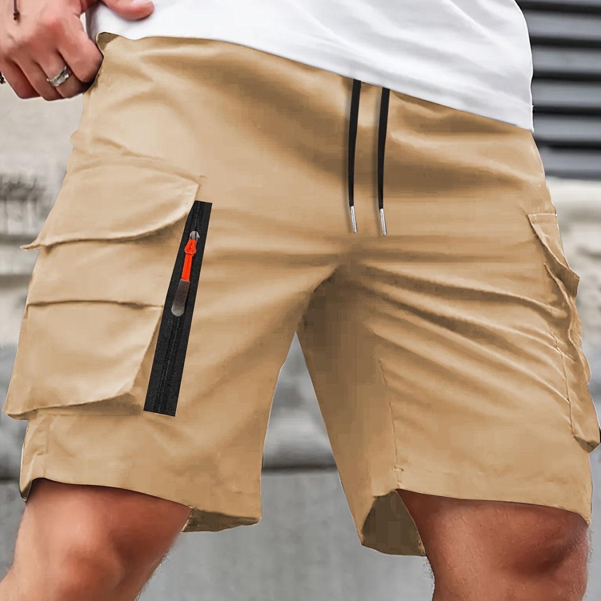 Letvægts cargo-shorts til mænd med lynlåslommer