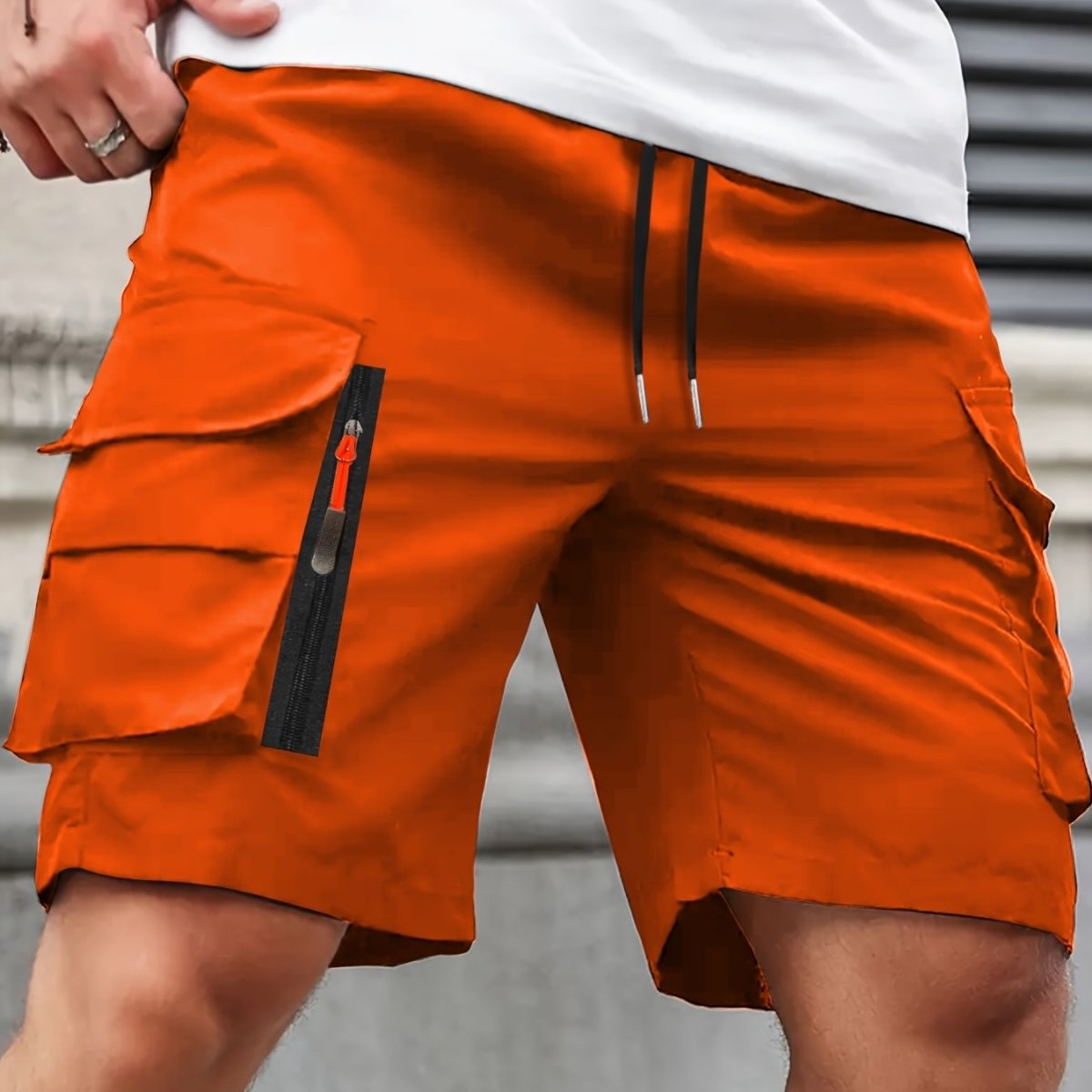 Letvægts cargo-shorts til mænd med lynlåslommer
