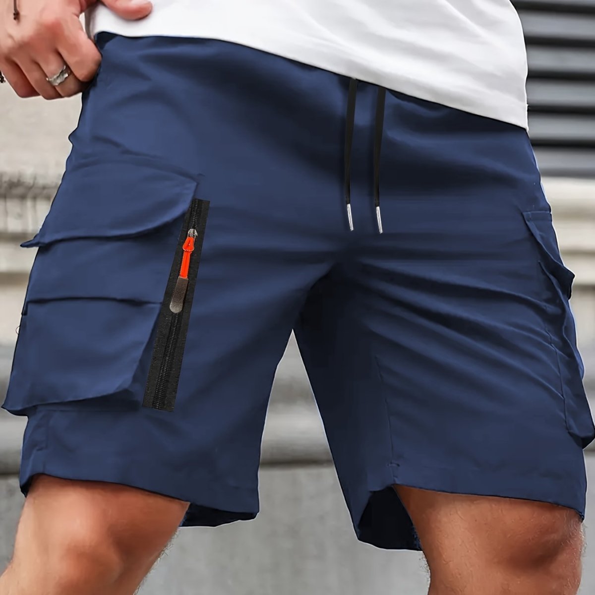 Letvægts cargo-shorts til mænd med lynlåslommer