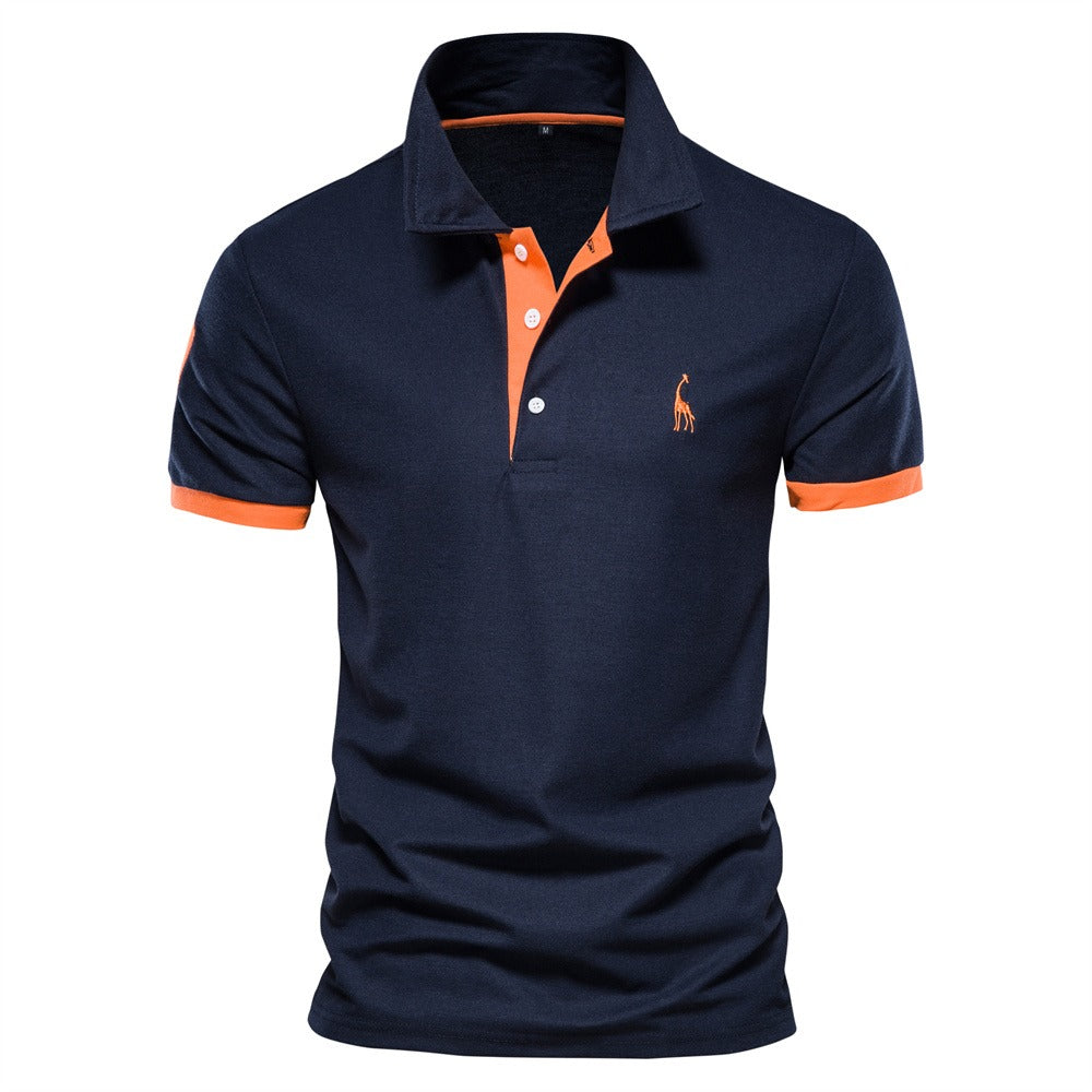 Tricou Polo pentru bărbați cu mâneci scurte din bumbac, cu guler clasic