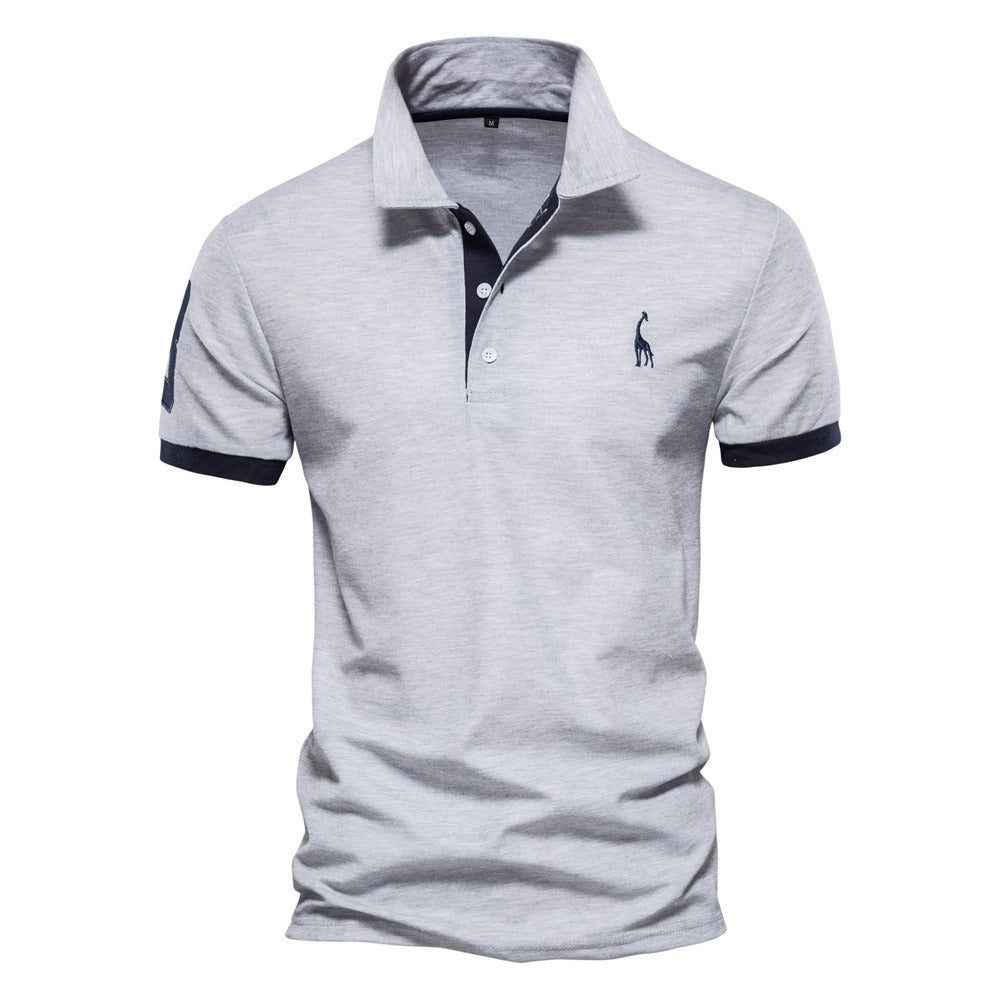 Tricou Polo pentru bărbați cu mâneci scurte din bumbac, cu guler clasic