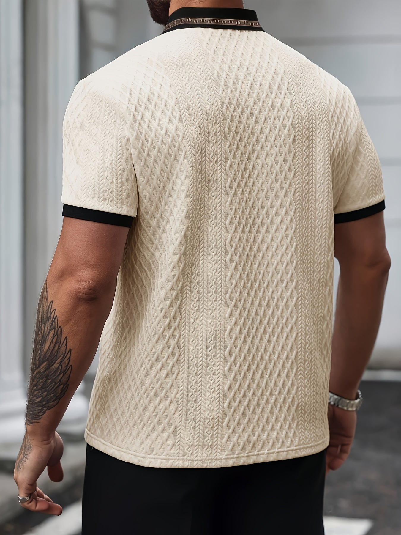 Pánské texturované polo s krátkými rukávy, slim fit, prodyšné