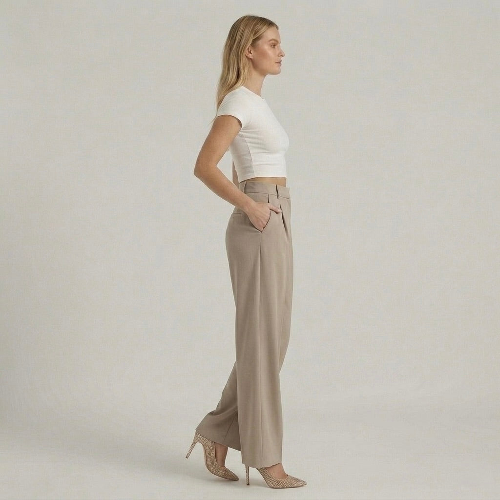 Γυναικεία Εleganti Παντελόνια με Φαρδιά Πόδια – Casual Chic Παντελόνια με Ψηλή Μέση