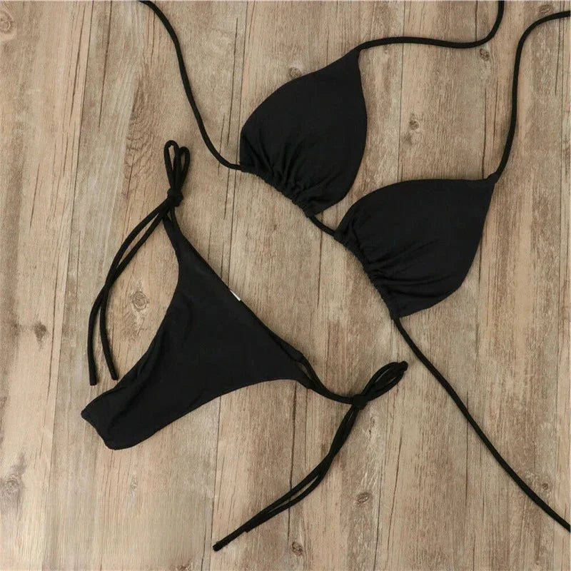 Women's Bikini with Open Back and Adjustable Ties