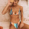 Women's bikini with bright multicolored stripes