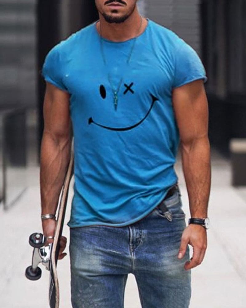 T-shirt de homem em algodão com mangas curtas e gola redonda casual