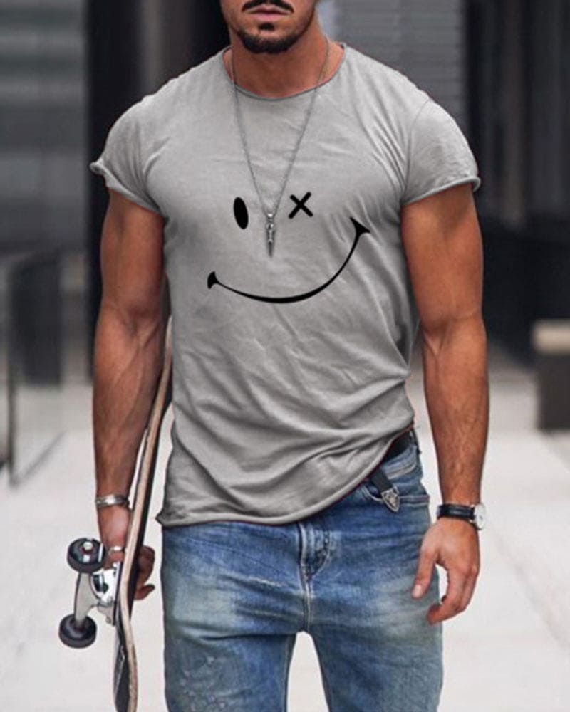 T-shirt de homem em algodão com mangas curtas e gola redonda casual