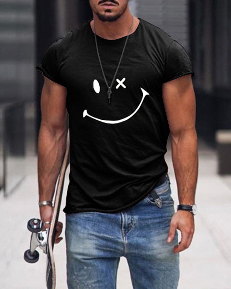 T-shirt de homem em algodão com mangas curtas e gola redonda casual