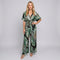 Robe maxi tropicale à col en V et coupe ample