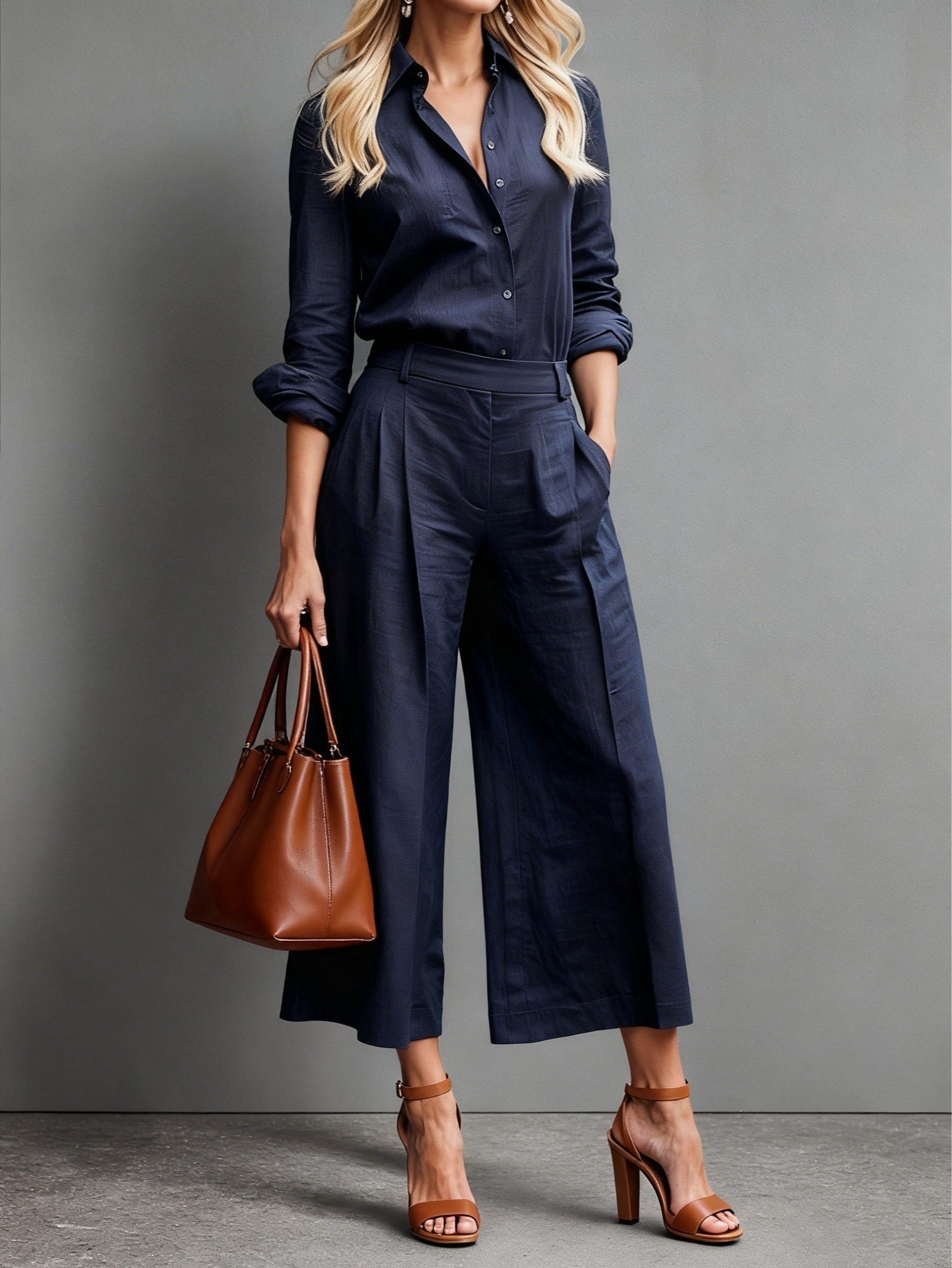 Carmen | Women's High-Waist Linen Palazzo Pants Set