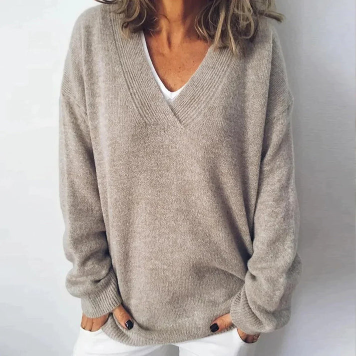 Maglione da Donna Caldo Oversize con Scollo a V | Pullover Casual a Vestibilità Ampia