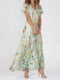 Vestido largo de mujer con elegante estampado floral y escote en V