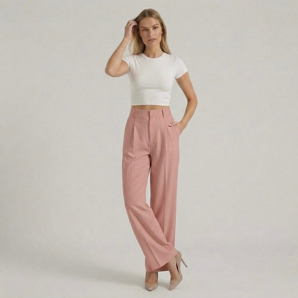 Γυναικεία Εleganti Παντελόνια με Φαρδιά Πόδια – Casual Chic Παντελόνια με Ψηλή Μέση