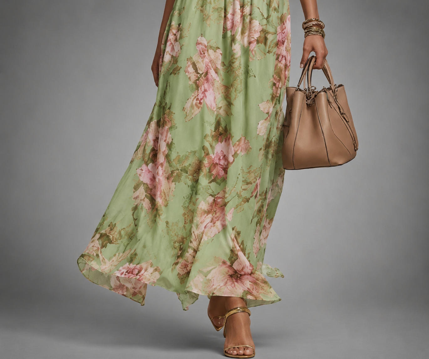 Maxi robe femme à col montant avec imprimé floral