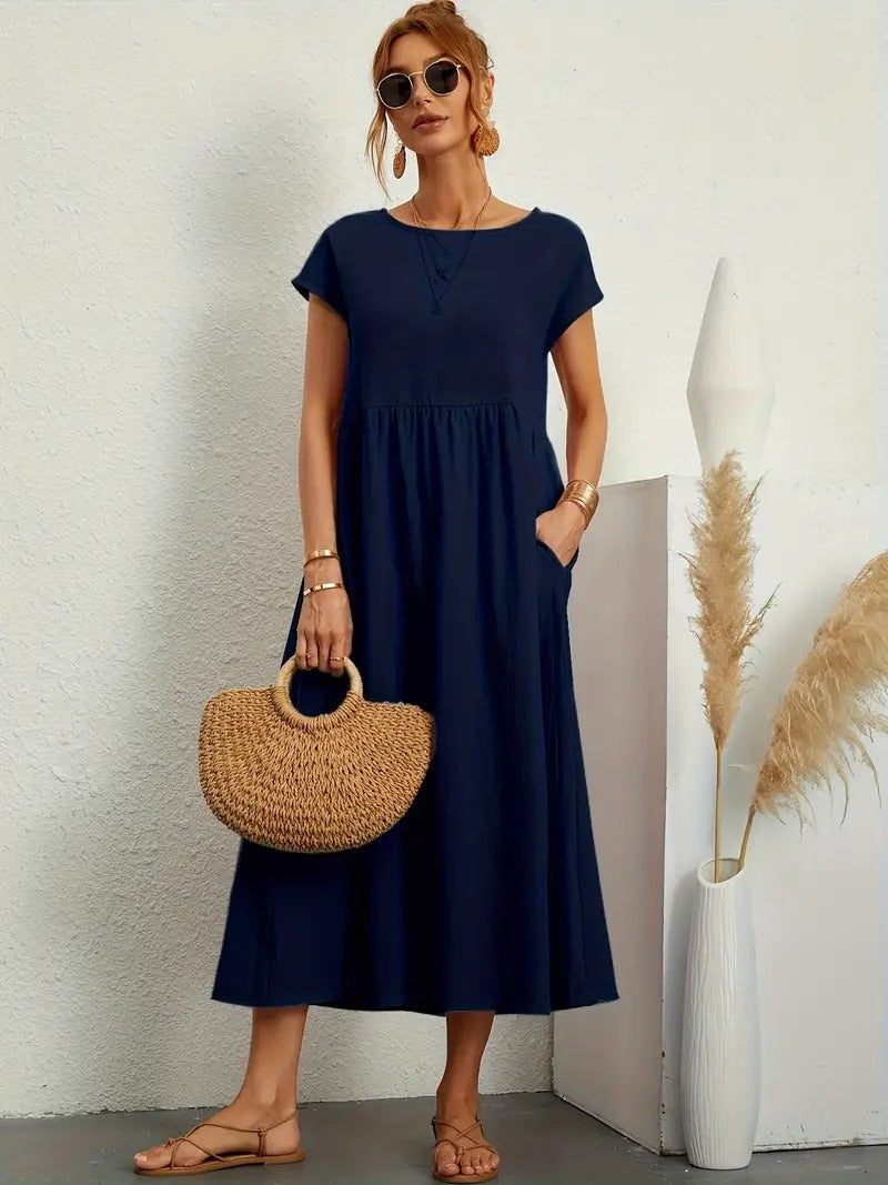 Vestido em Linho Premium com Bolsos