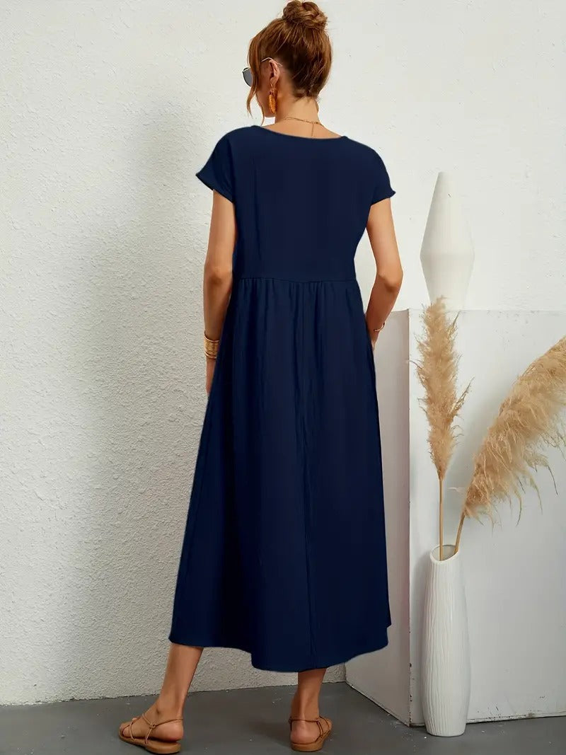 Vestido em Linho Premium com Bolsos