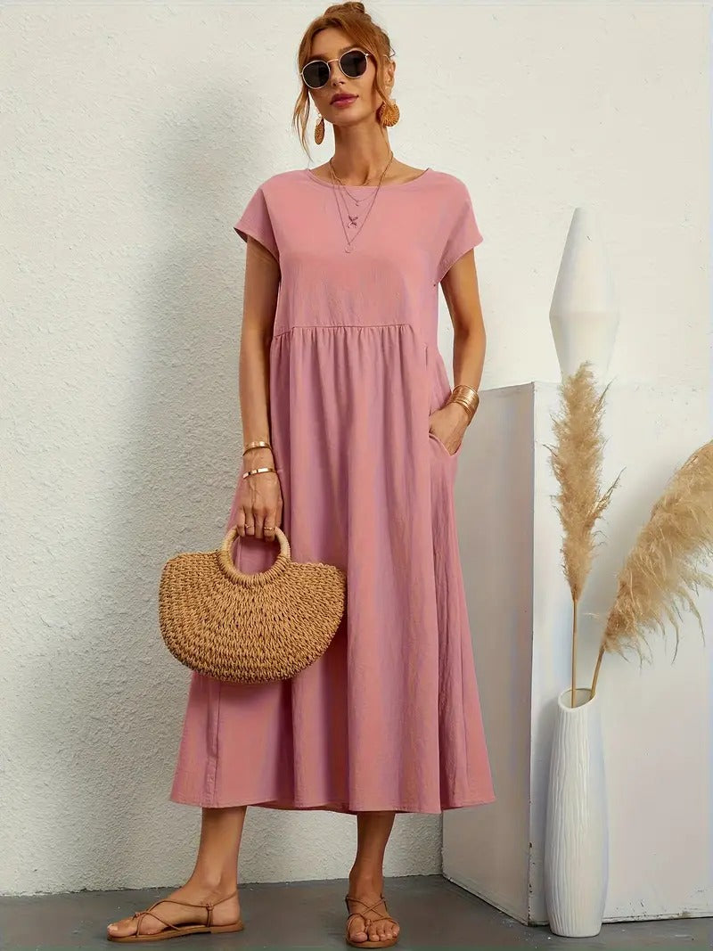 Vestido em Linho Premium com Bolsos