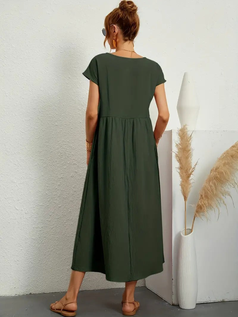 Vestido em Linho Premium com Bolsos
