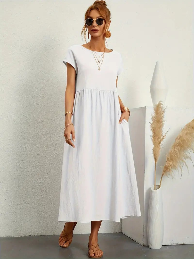 Vestido em Linho Premium com Bolsos