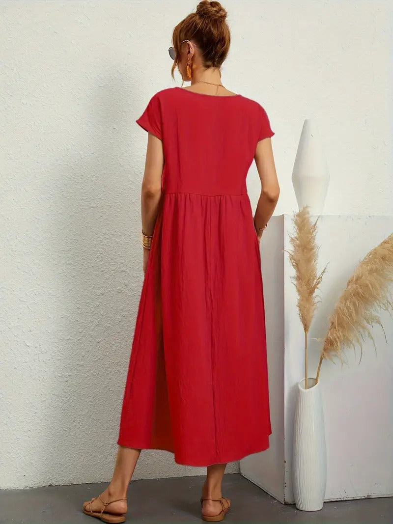Vestido em Linho Premium com Bolsos