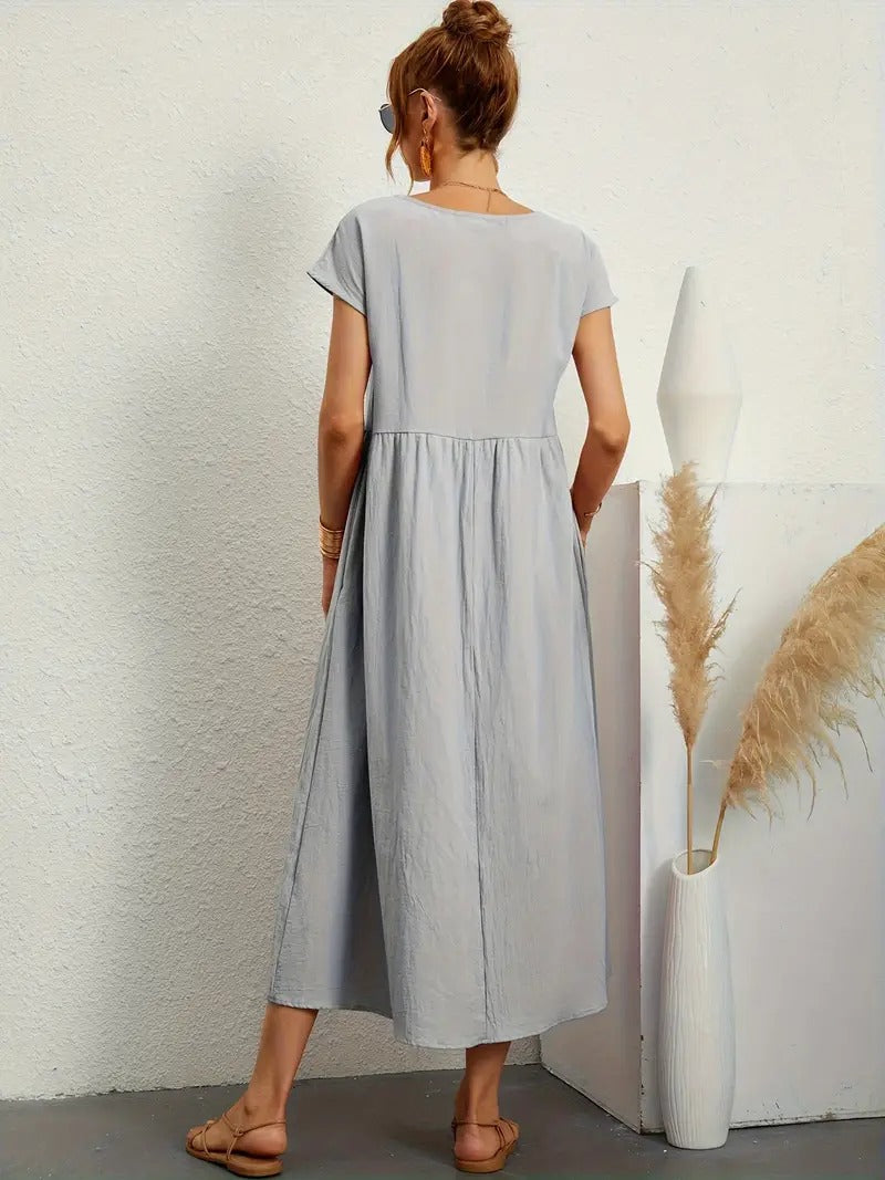 Vestido em Linho Premium com Bolsos