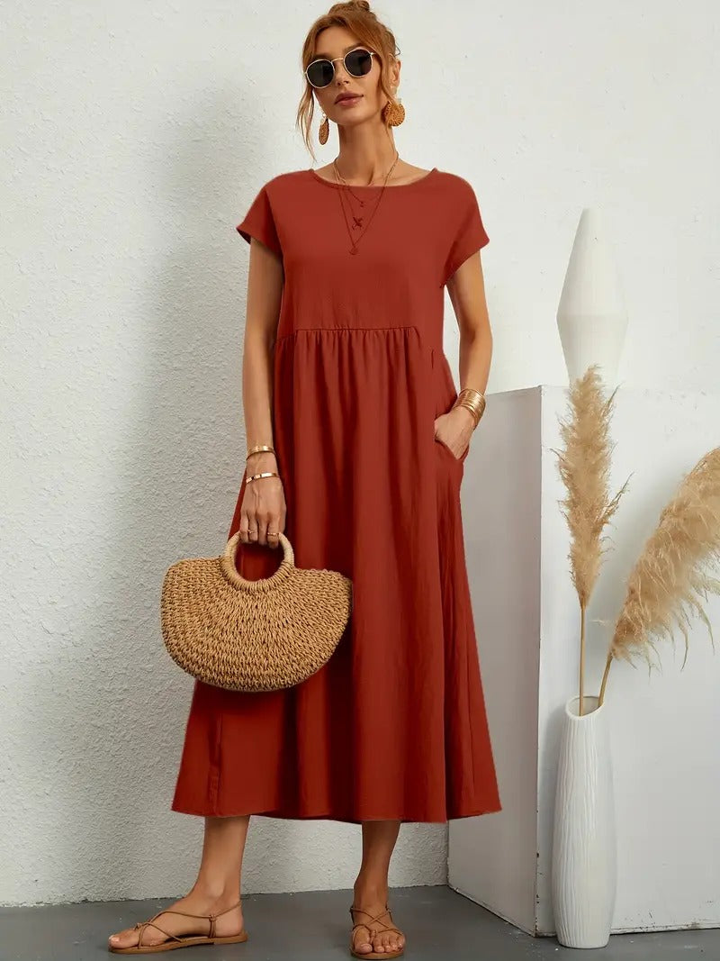 Vestido em Linho Premium com Bolsos