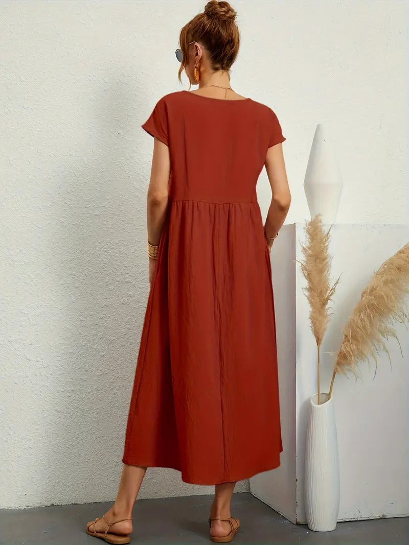 Vestido em Linho Premium com Bolsos