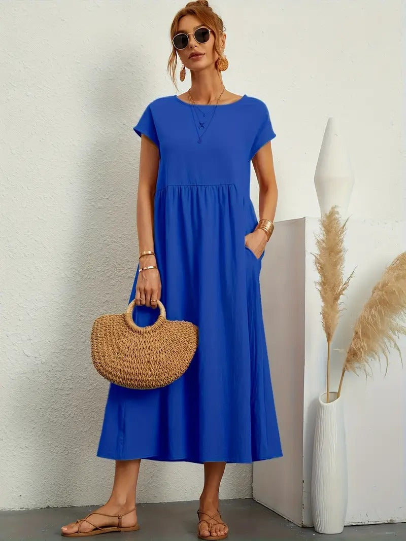 Vestido em Linho Premium com Bolsos