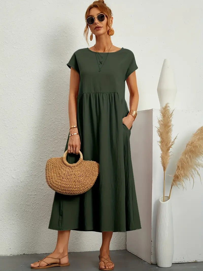 Vestido em Linho Premium com Bolsos