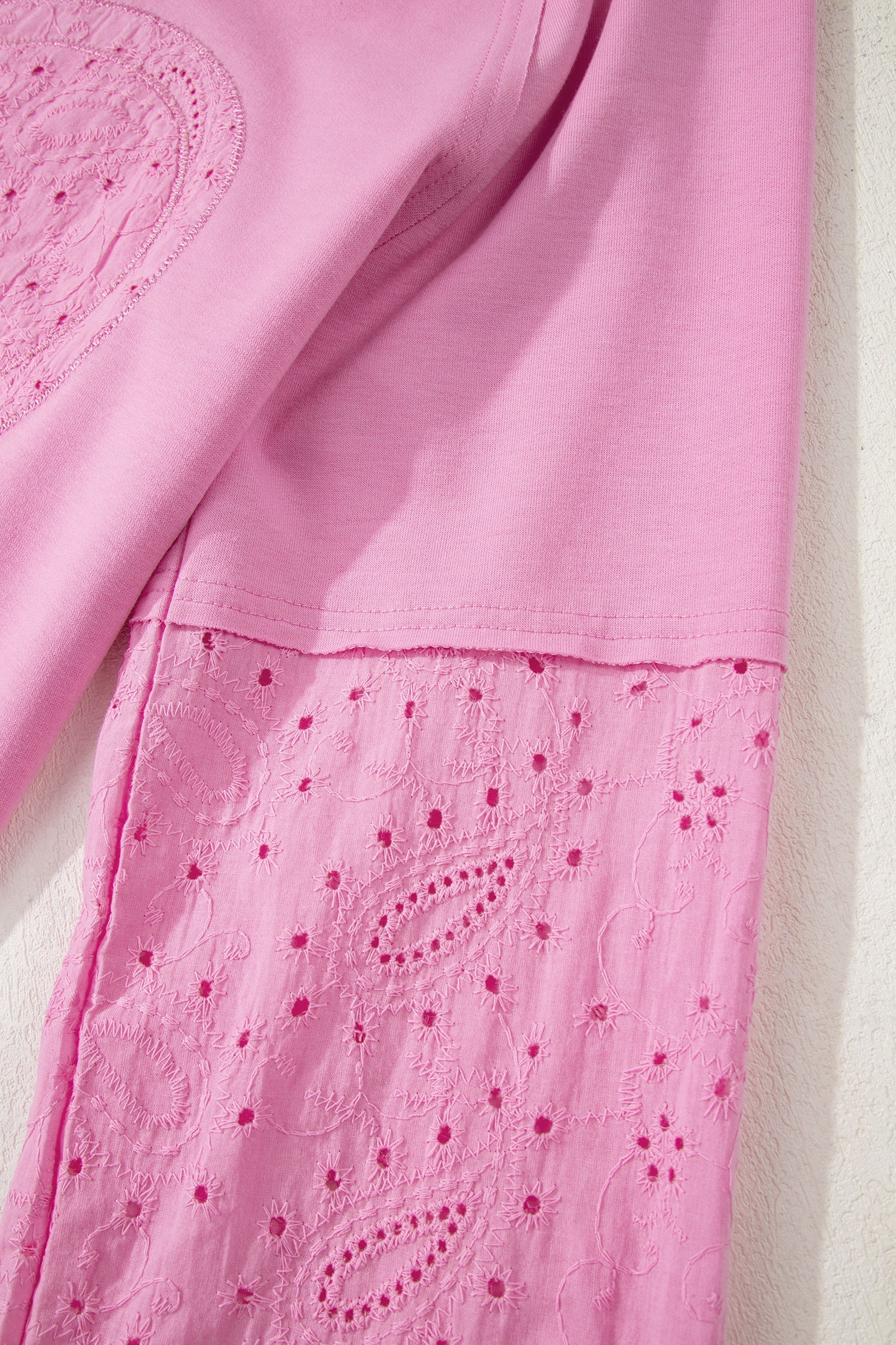 Top patchwork Rosa s motivem Paisley, Valentýnská srdce a anglická výšivka s dlouhými rukávy