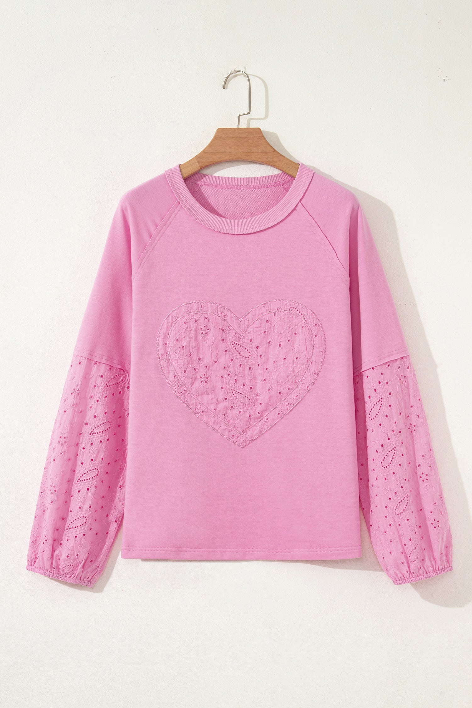 Top patchwork Rosa s motivem Paisley, Valentýnská srdce a anglická výšivka s dlouhými rukávy
