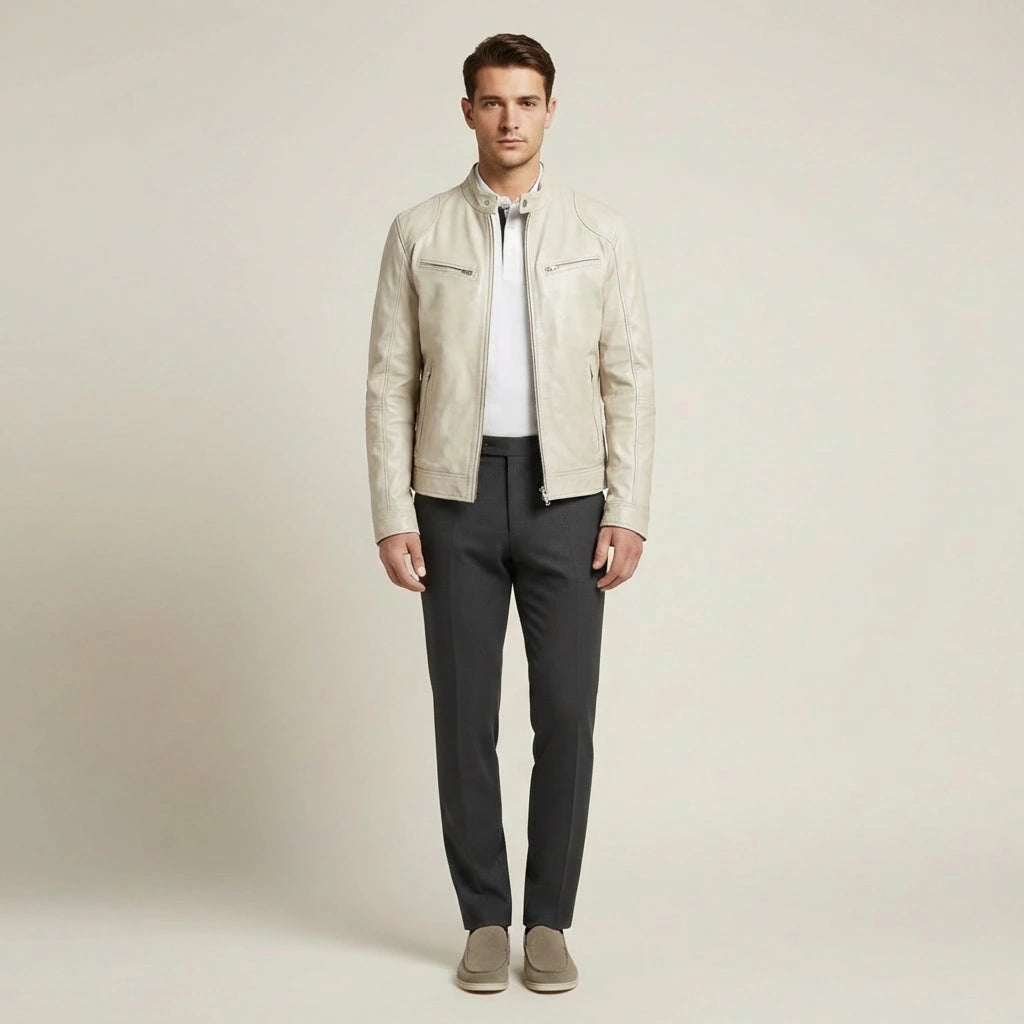 Kožená bunda v mestskom štýle