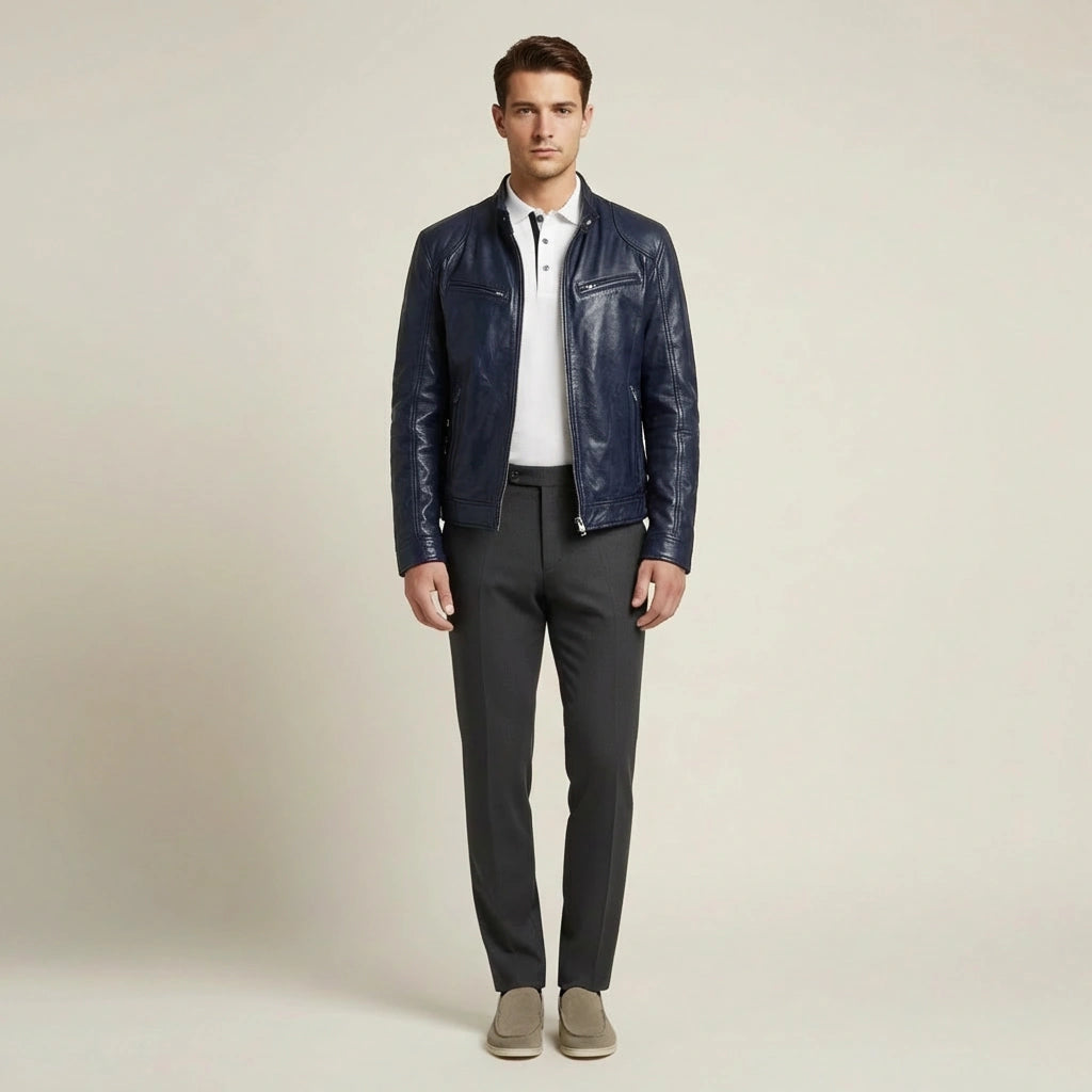 Kožená bunda v mestskom štýle