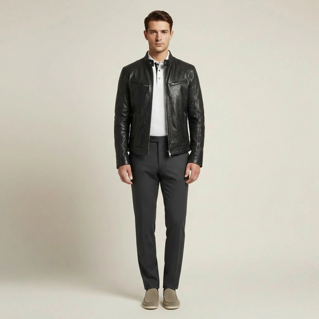 Kožená bunda v mestskom štýle