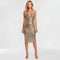 Abito donna elegante midi con paillettes vestito da sera aderente con spalline