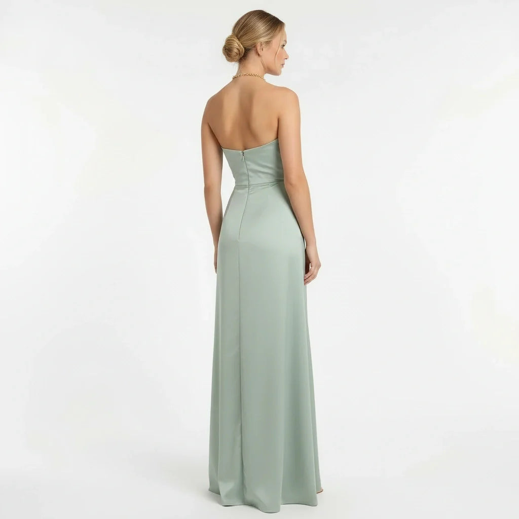 Abito lungo elegante monospalla donna con spacco alto vestito da sera aderente