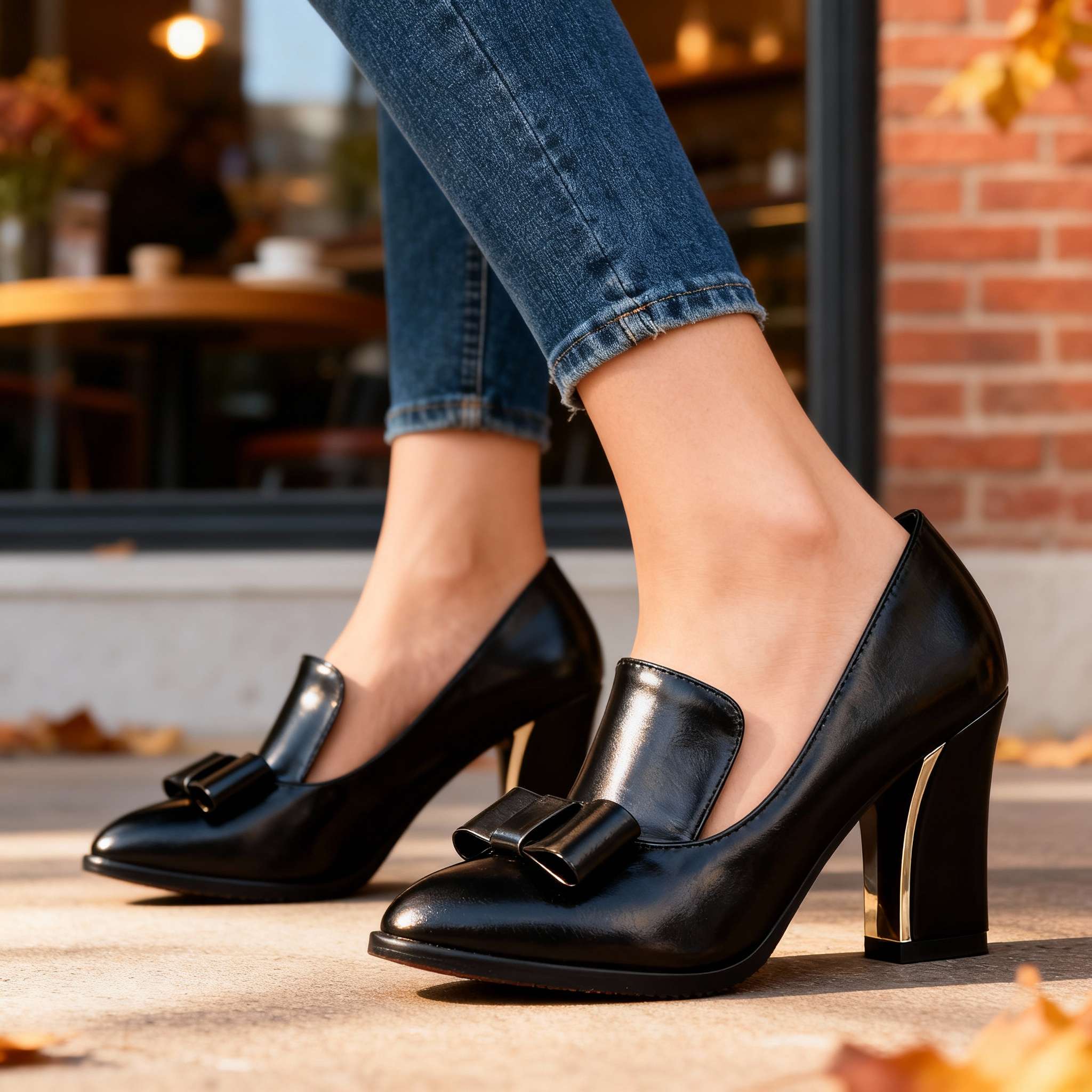 Buty na obcasie z kokardą