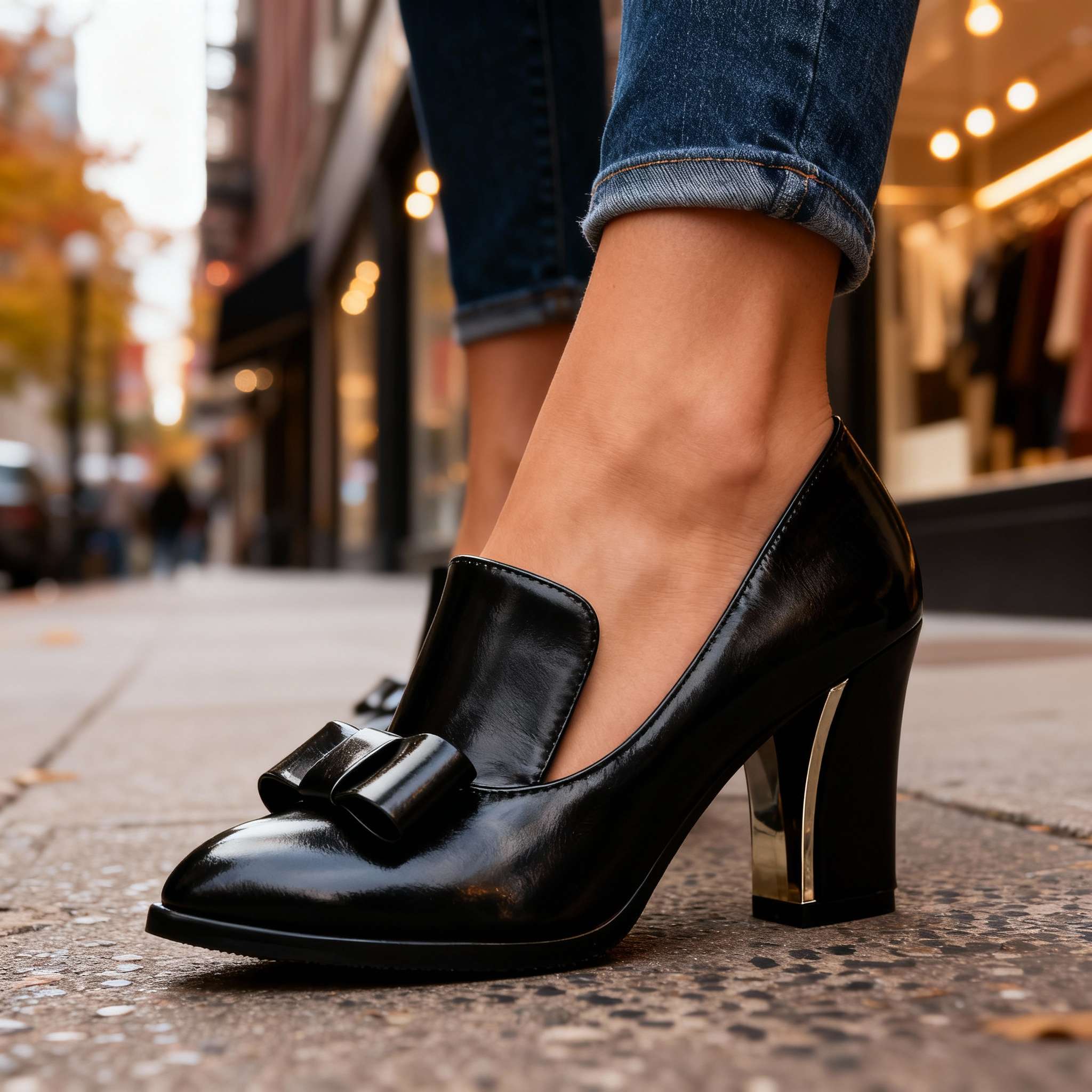 Buty na obcasie z kokardą