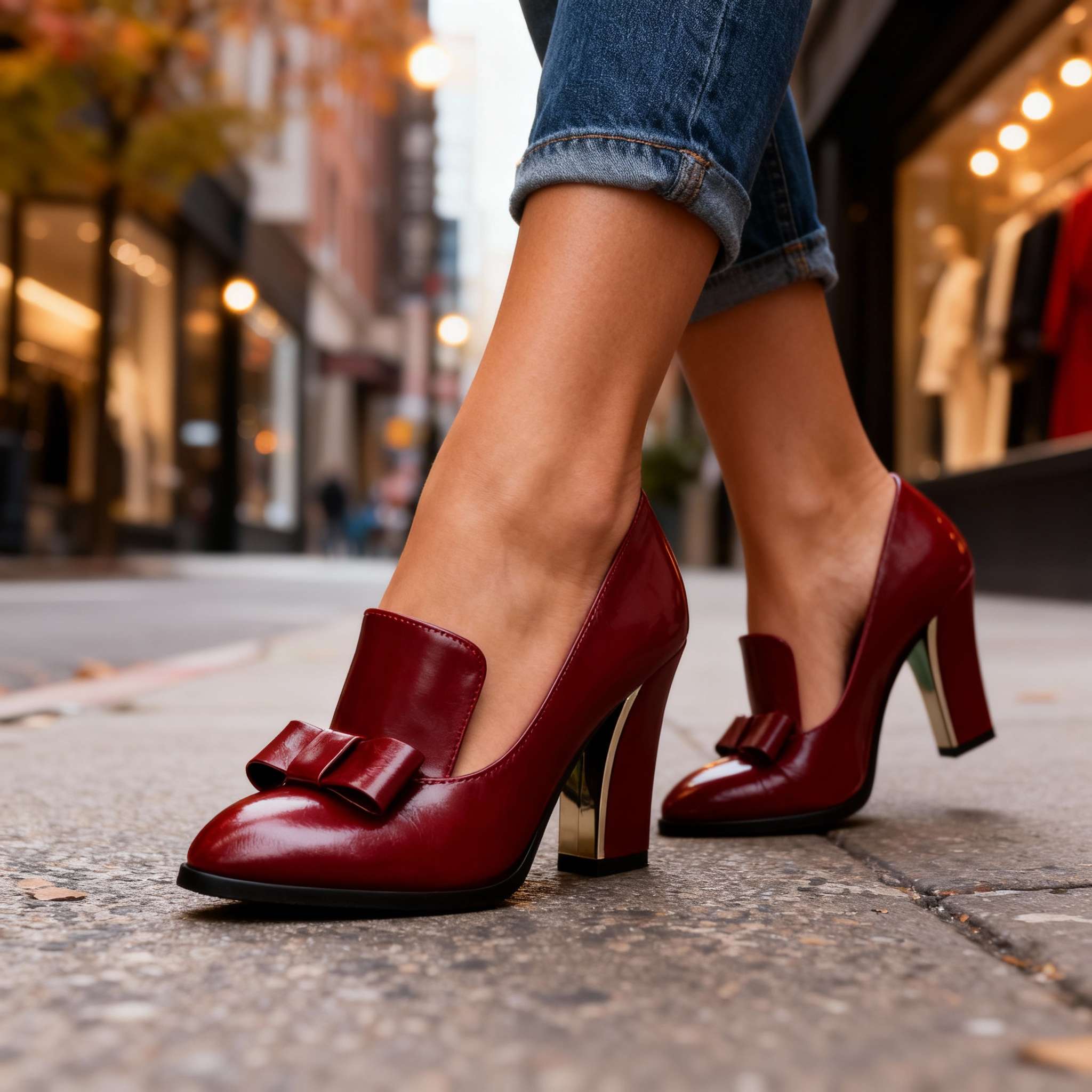 Buty na obcasie z kokardą