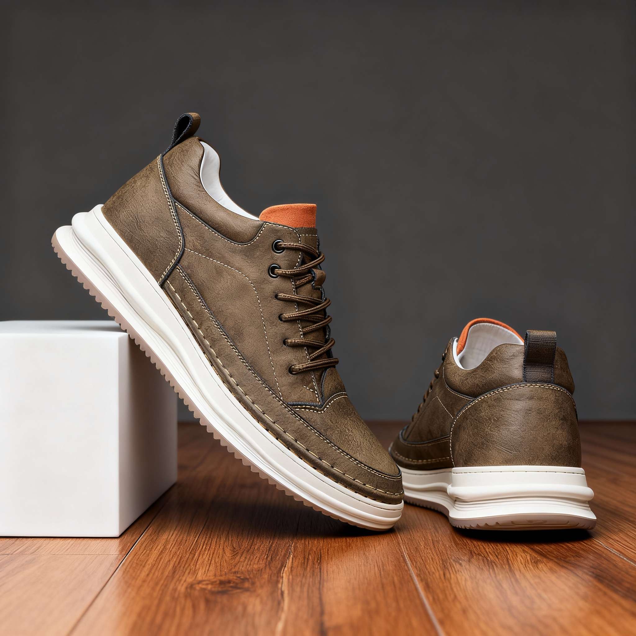 Sneaker in Pelle Uomo | Scarpe Casual con Supporto Caviglia e Suola Ammortizzata | Calzature Comode per Uso Quotidiano