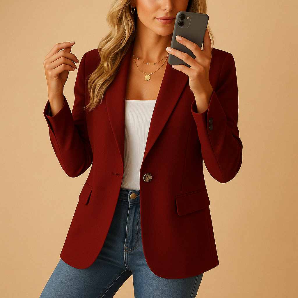 Dámské elegantní sako s jedním knoflíkem, slim fit a klasickým klopovým límcem