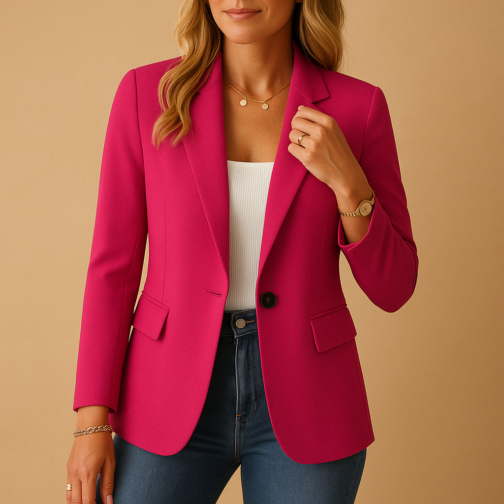 Dámské elegantní sako s jedním knoflíkem, slim fit a klasickým klopovým límcem