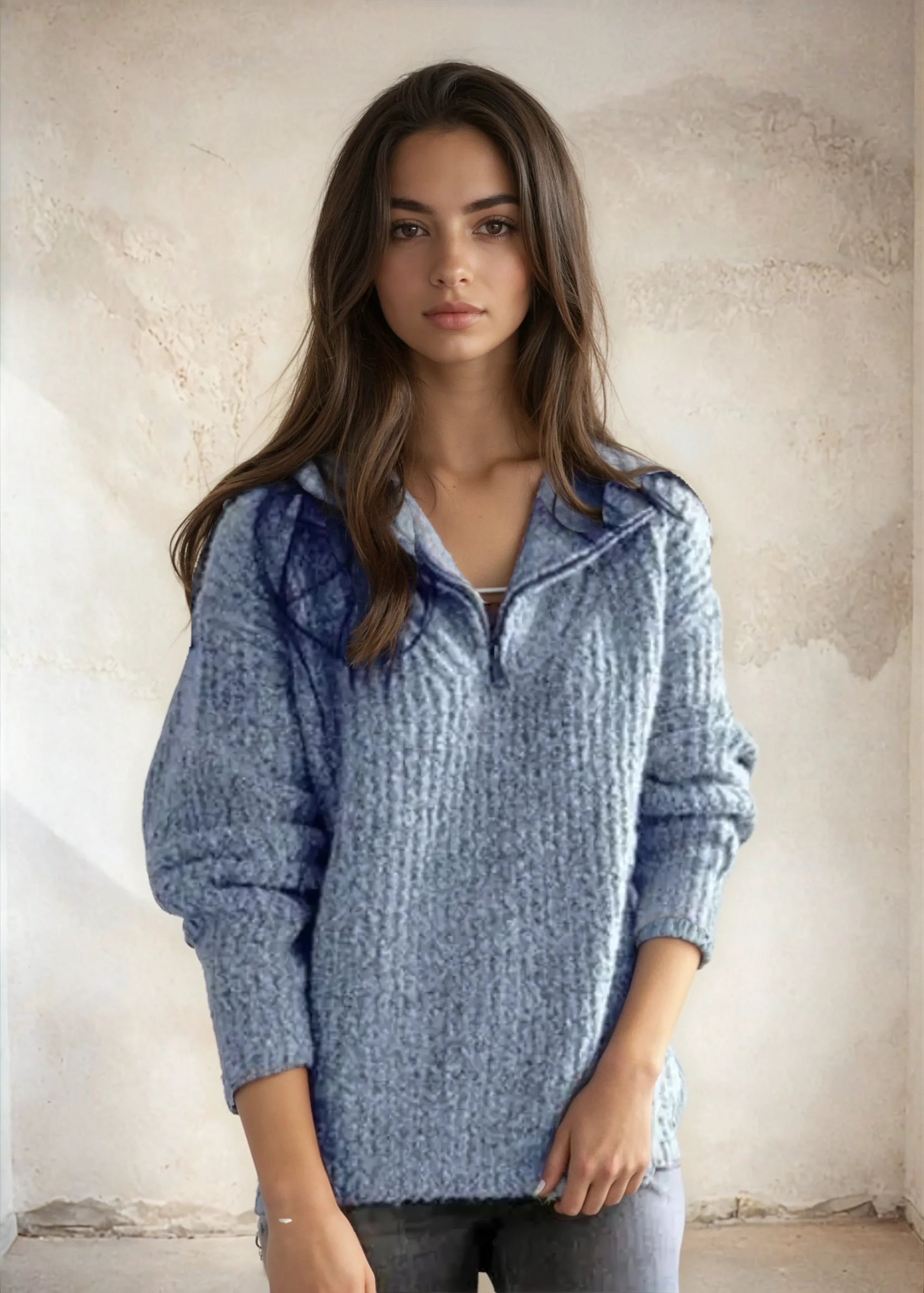 Adrianna™ Chic half-zip sweater til kvinder