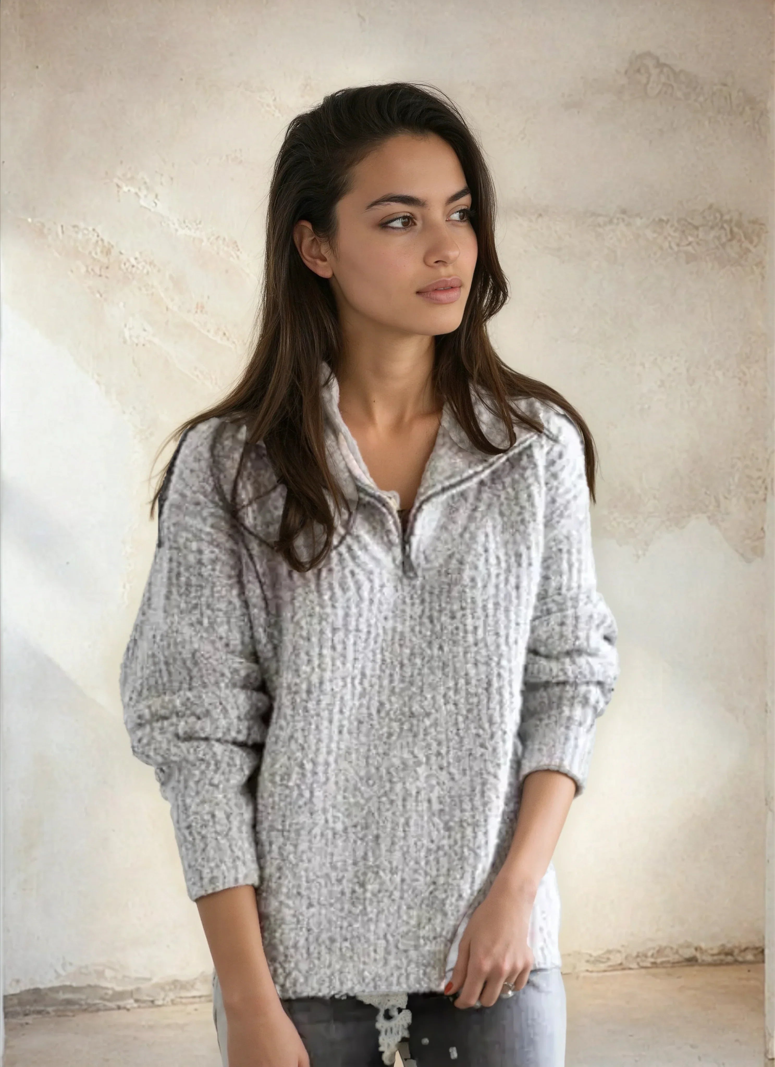 Adrianna™ Chic half-zip sweater til kvinder